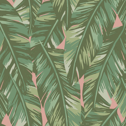 ESTA Home Dumott Olive Tropical Leaves Wallpaper, 20.5-in by 33-ft