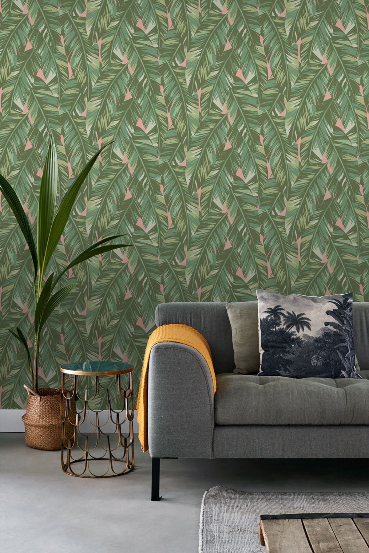 ESTA Home Dumott Olive Tropical Leaves Wallpaper, 20.5-in by 33-ft