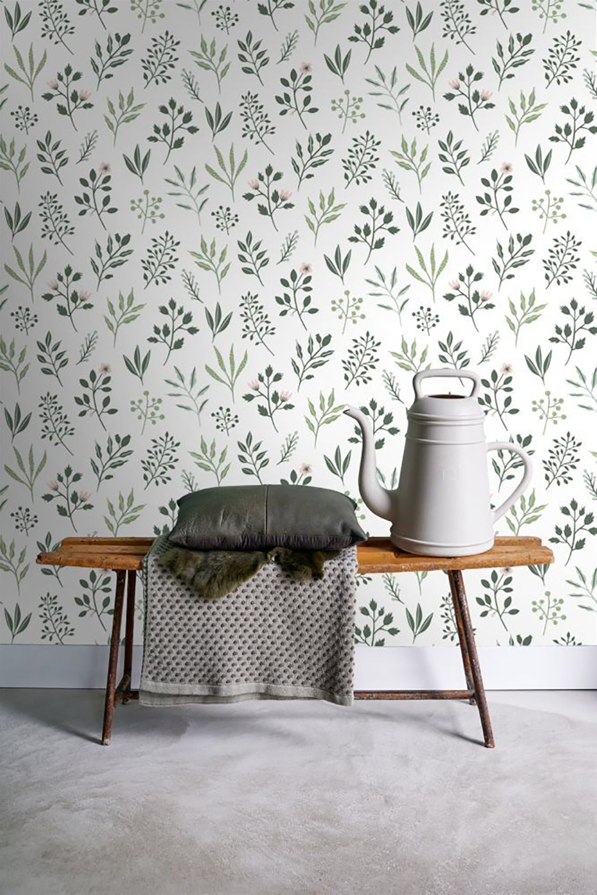 ESTA Home Cynara White Scandinavian Floral Wallpaper, 20.9-in by 33-ft