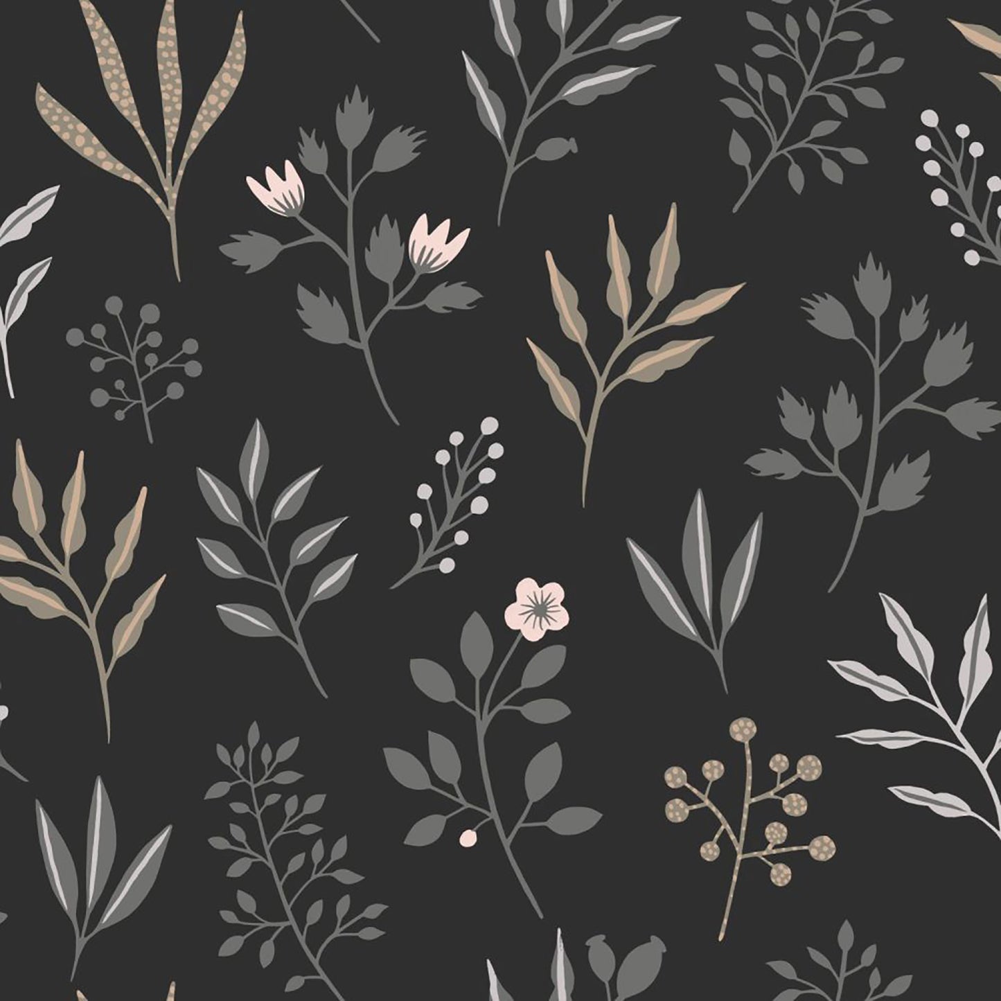 ESTA Home Cynara Charcoal Scandinavian Floral Wallpaper, 20.9-in by 33-ft