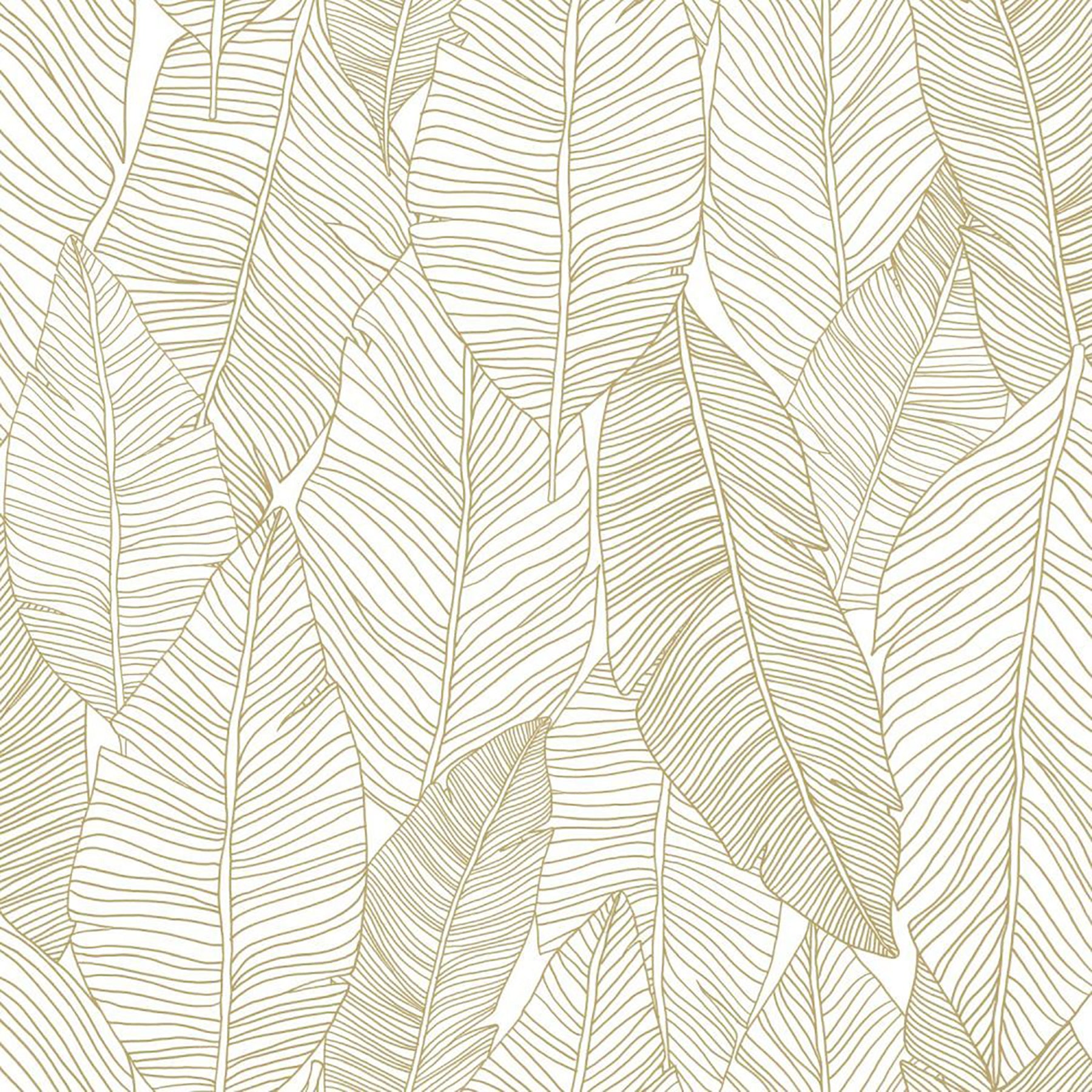 ESTA Home Canales White Gold Inked Leaves Wallpaper, 20.9-in by 33-ft