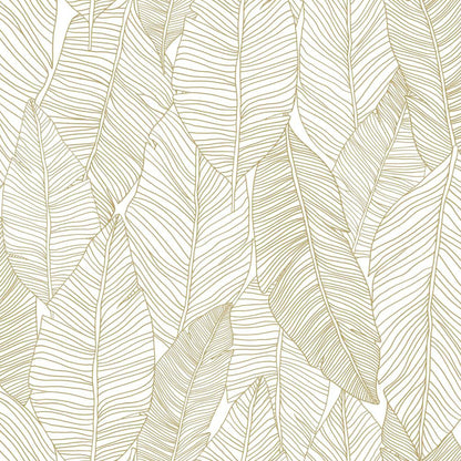 ESTA Home Canales White Gold Inked Leaves Wallpaper, 20.9-in by 33-ft