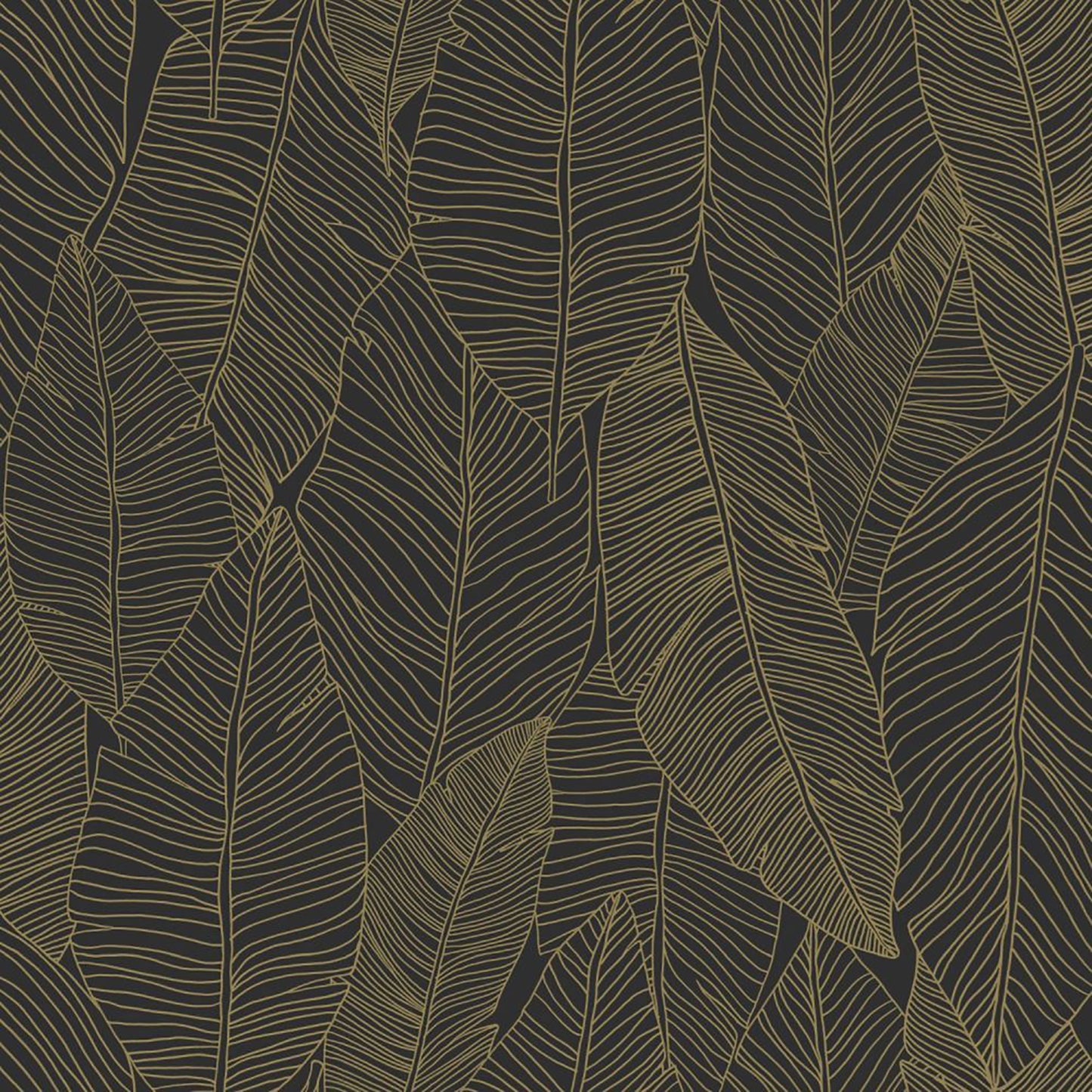 ESTA Home Canales Black Gold Inked Leaves Wallpaper, 20.9-in by 33-ft