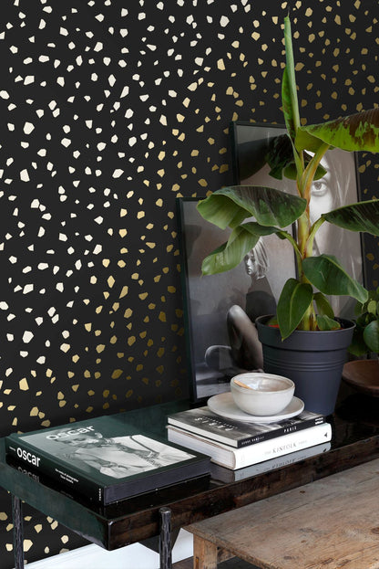 ESTA Home Confetti Black Terrazzo Wallpaper, 20.9-in by 33-ft