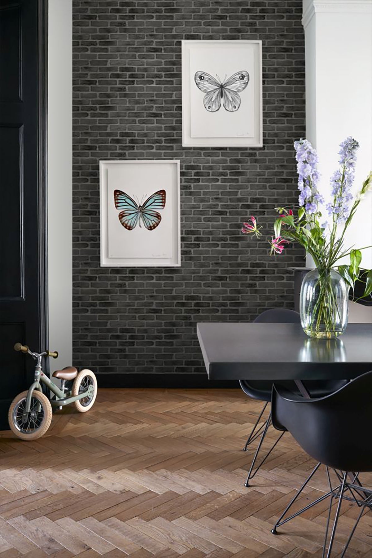 ESTA Home Burnham Black Brick Wall Wallpaper, 20.9-in by 33-ft