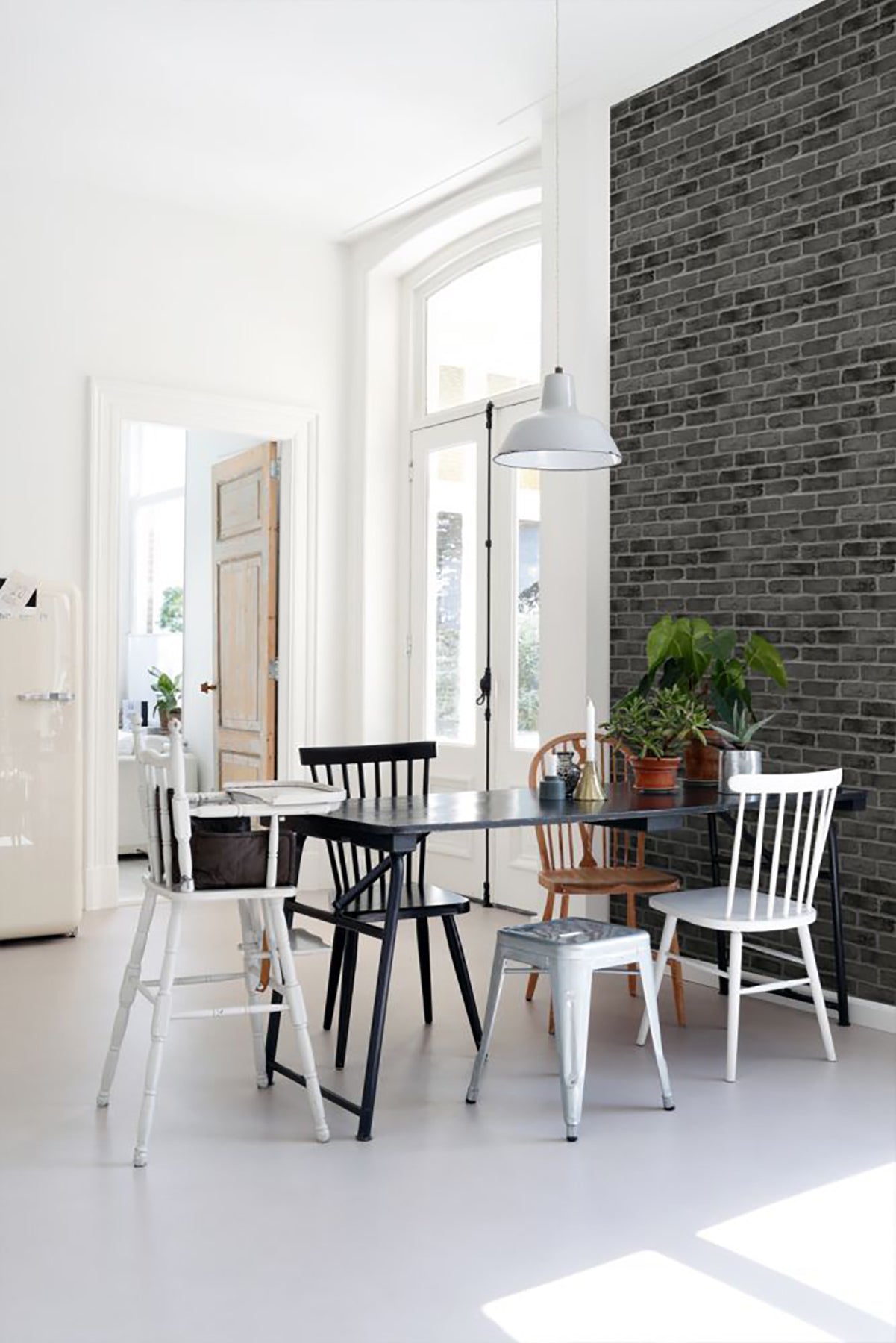 ESTA Home Burnham Black Brick Wall Wallpaper, 20.9-in by 33-ft