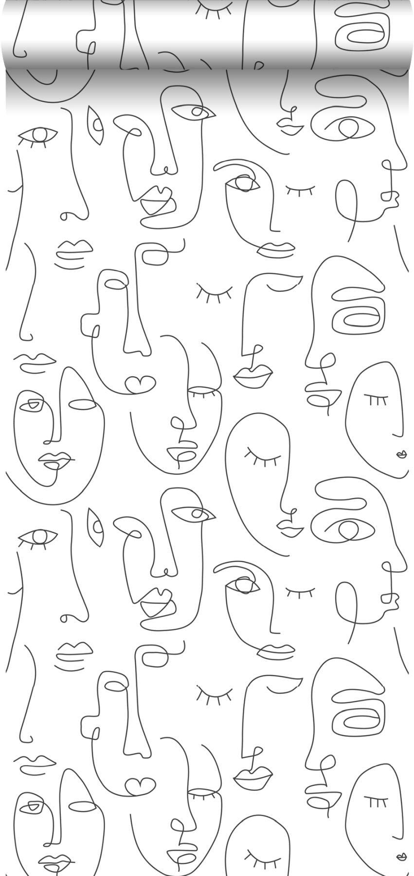 ESTA Home Sharona White Line Art Faces Wallpaper, 20.9-in by 33-ft