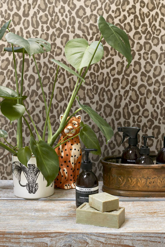 ESTA Home Cicely Brown Leopard Skin Wallpaper, 20.9-in by 33-ft