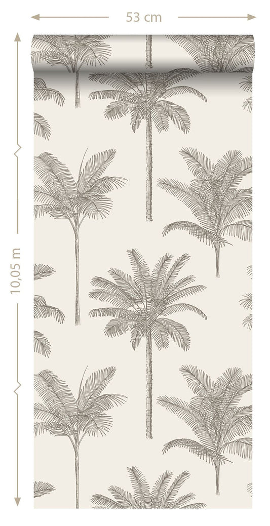 ESTA Home Taj Beige Palm Trees Wallpaper, 20.9-in by 33-ft