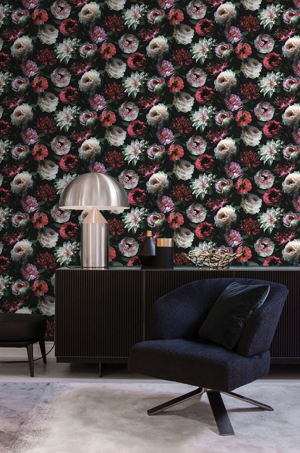 ESTA Home Contessa Ruby Flowers Wallpaper, 20.9-in by 33-ft