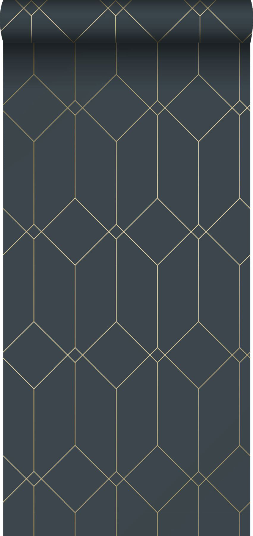 ESTA Home Trilliant Dark Blue Art Deco Motif Wallpaper, 20.9-in by 33-ft