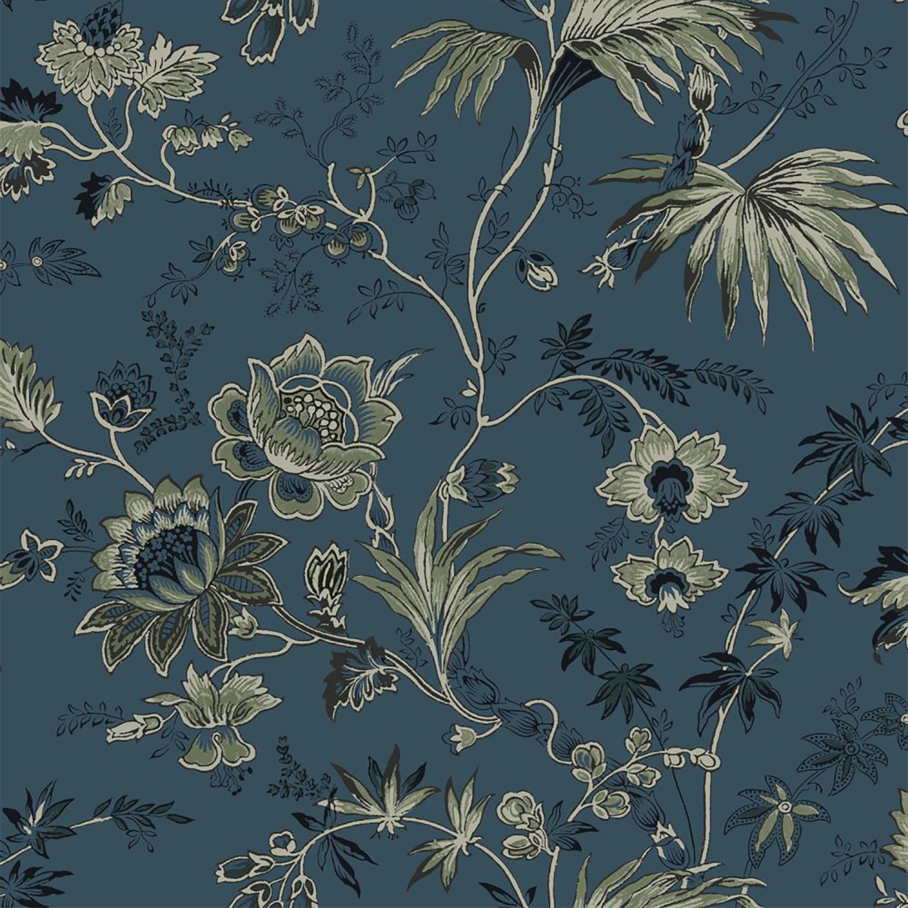 Design Department Juliet Blue Decorative Jacobean Wallpaper, 20.9-in by 33-ft