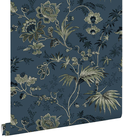 Design Department Juliet Blue Decorative Jacobean Wallpaper, 20.9-in by 33-ft