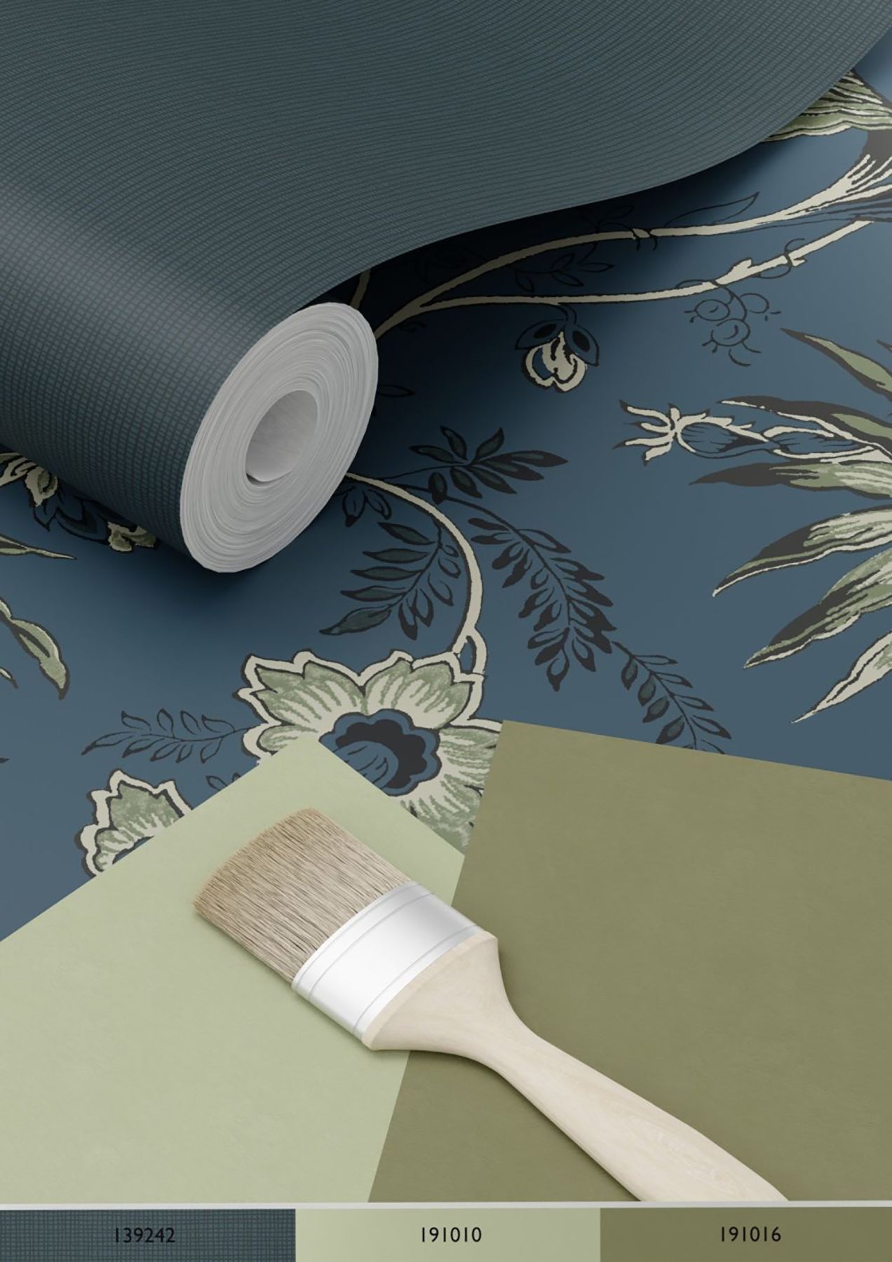 Design Department Juliet Blue Decorative Jacobean Wallpaper, 20.9-in by 33-ft