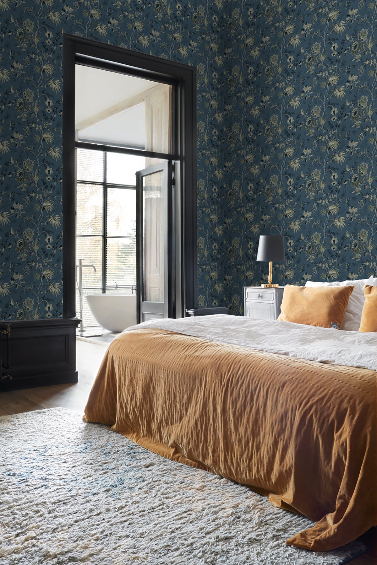 Design Department Juliet Blue Decorative Jacobean Wallpaper, 20.9-in by 33-ft