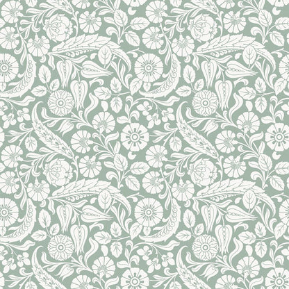 Design Department Cordelia Green Baroque Blooms Wallpaper, 20.9-in by 33-ft