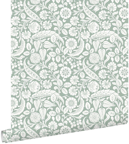 Design Department Cordelia Green Baroque Blooms Wallpaper, 20.9-in by 33-ft