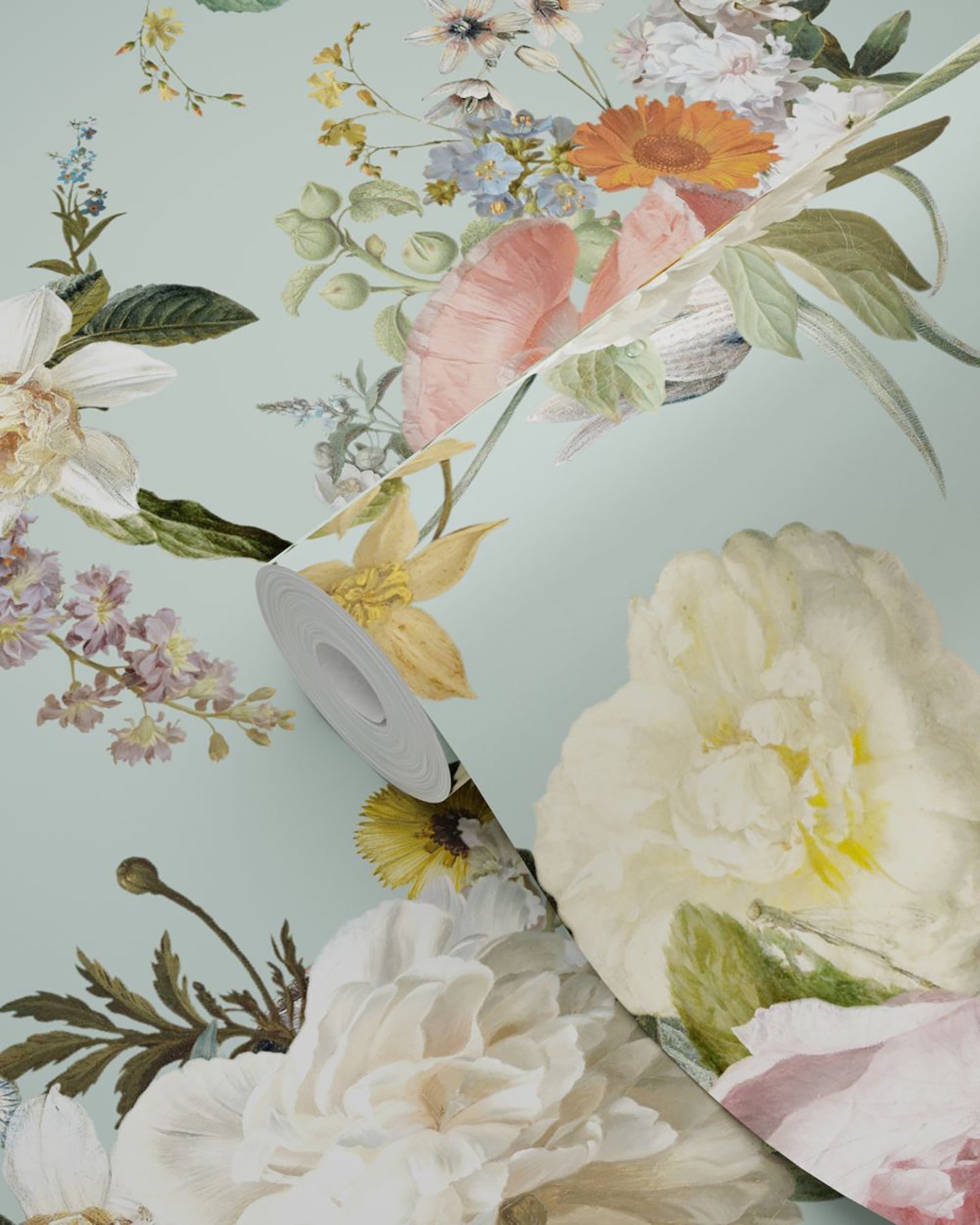 Design Department Antonia Aqua Vintage Bouquet Wallpaper, 20.9-in by 33-ft