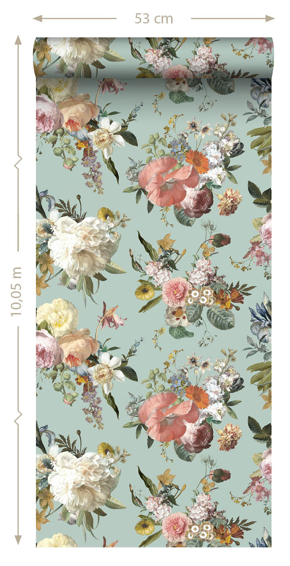 Design Department Antonia Aqua Vintage Bouquet Wallpaper, 20.9-in by 33-ft