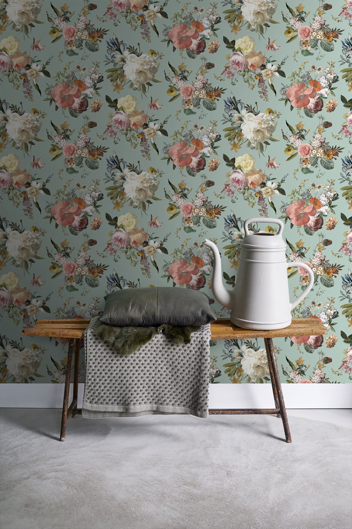 Design Department Antonia Aqua Vintage Bouquet Wallpaper, 20.9-in by 33-ft