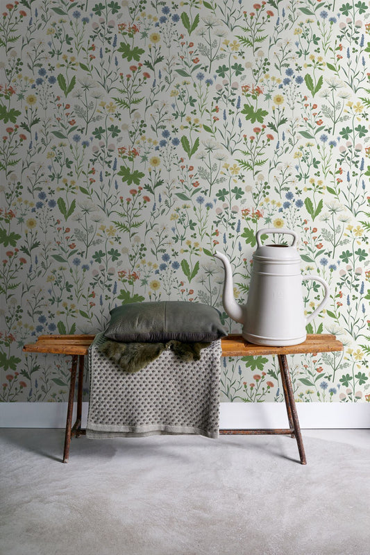 ESTA Home Fiore Green Wildflowers Wallpaper, 20.9-in by 33-ft