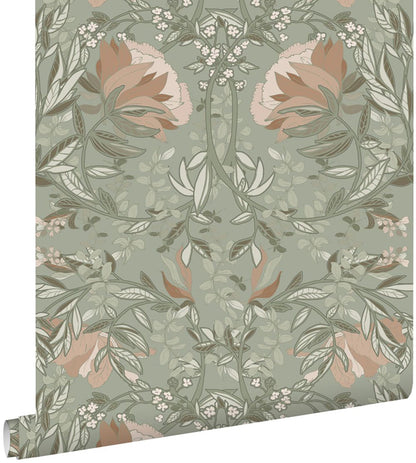 Design Department Ester Sage Nouveau Blooms Wallpaper, 20.9-in by 33-ft