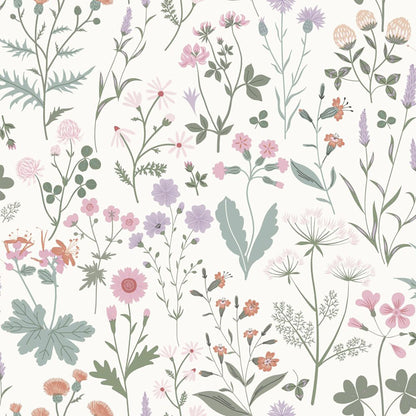 Design Department Letitia Purple Summer Meadows Wallpaper, 20.9-in by 33-ft