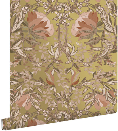 Design Department Ester Gold Nouveau Blooms Wallpaper, 20.9-in by 33-ft