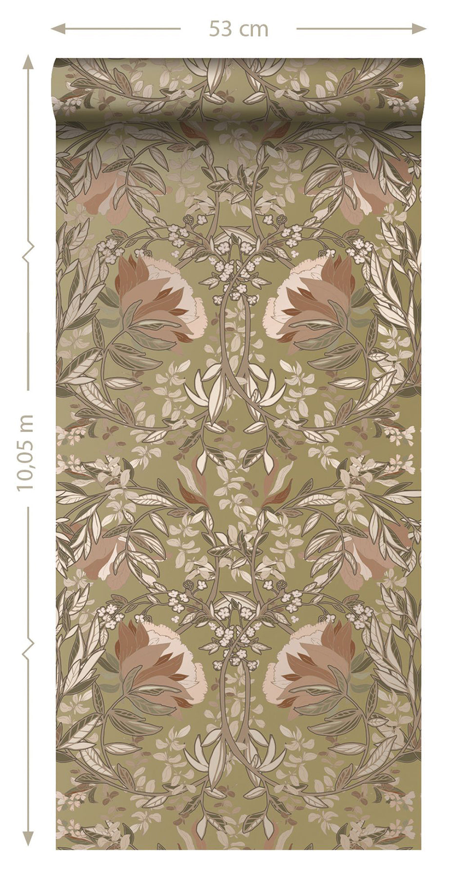 Design Department Ester Gold Nouveau Blooms Wallpaper, 20.9-in by 33-ft