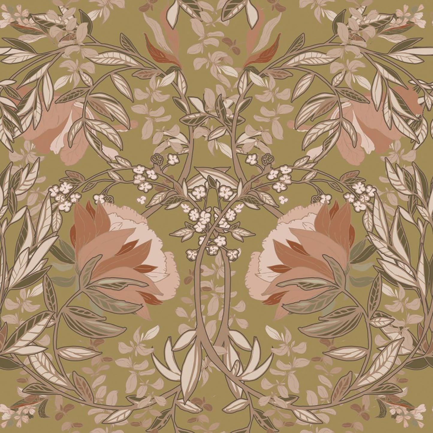 Design Department Ester Gold Nouveau Blooms Wallpaper, 20.9-in by 33-ft