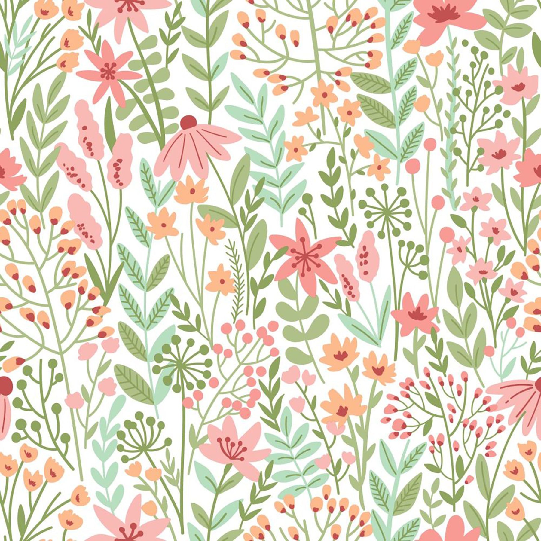 Design Department Eudora Green Prairie Petals Wallpaper, 20.9-in by 33-ft