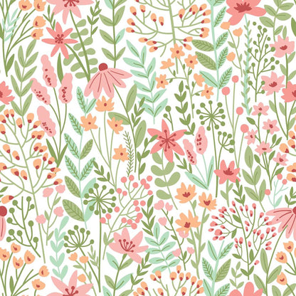 Design Department Eudora Green Prairie Petals Wallpaper, 20.9-in by 33-ft