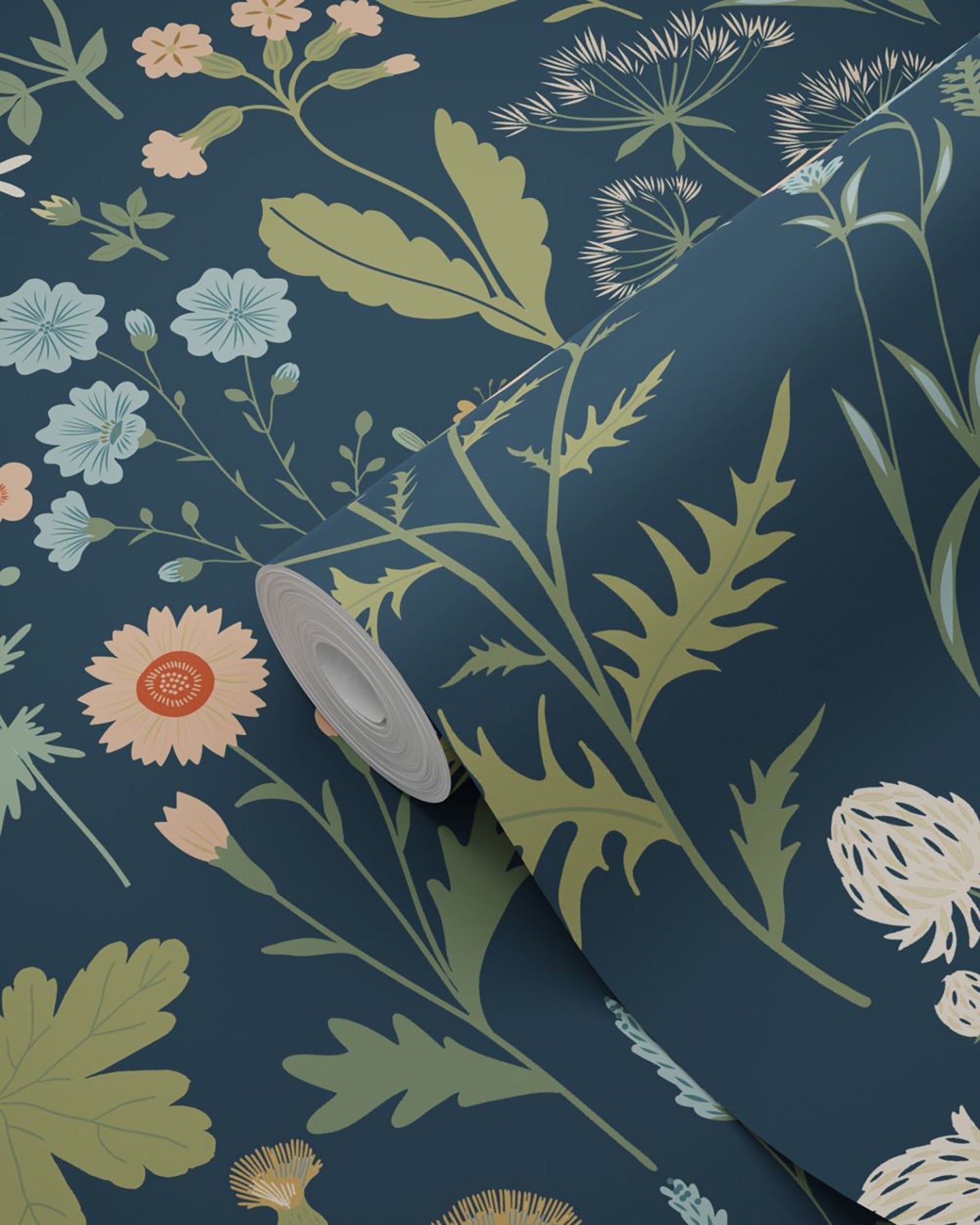 Design Department Letitia Indigo Summer Meadows Wallpaper, 20.9-in by 33-ft