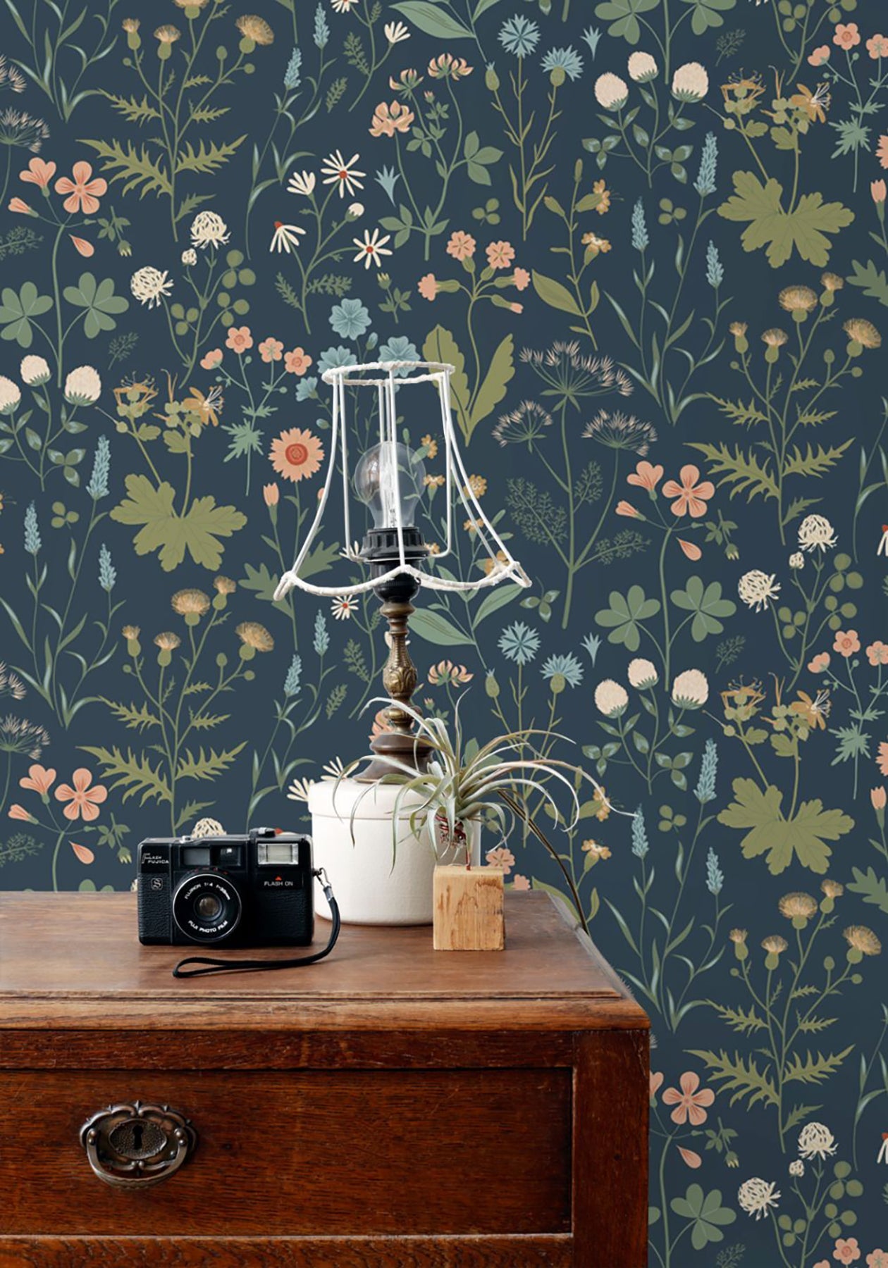 Design Department Letitia Indigo Summer Meadows Wallpaper, 20.9-in by 33-ft