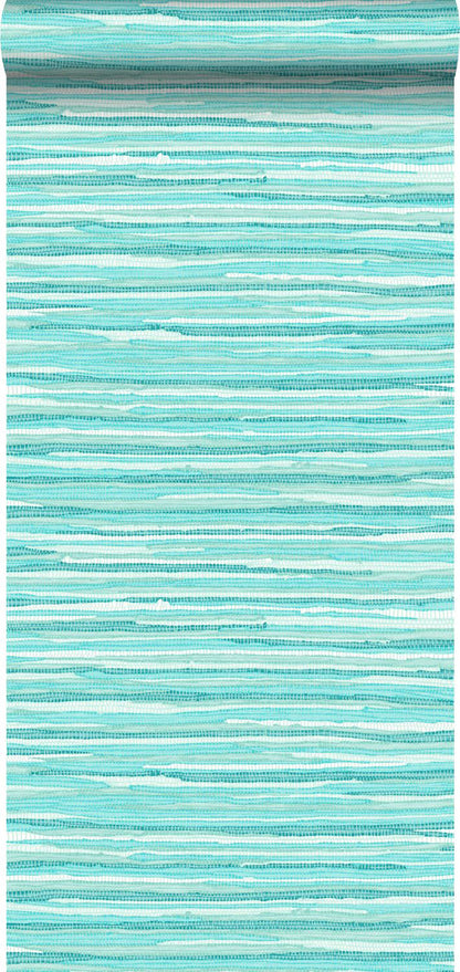 ESTA Home Cabana Turquoise Faux Grasscloth Wallpaper, 20.5-in by 33-ft