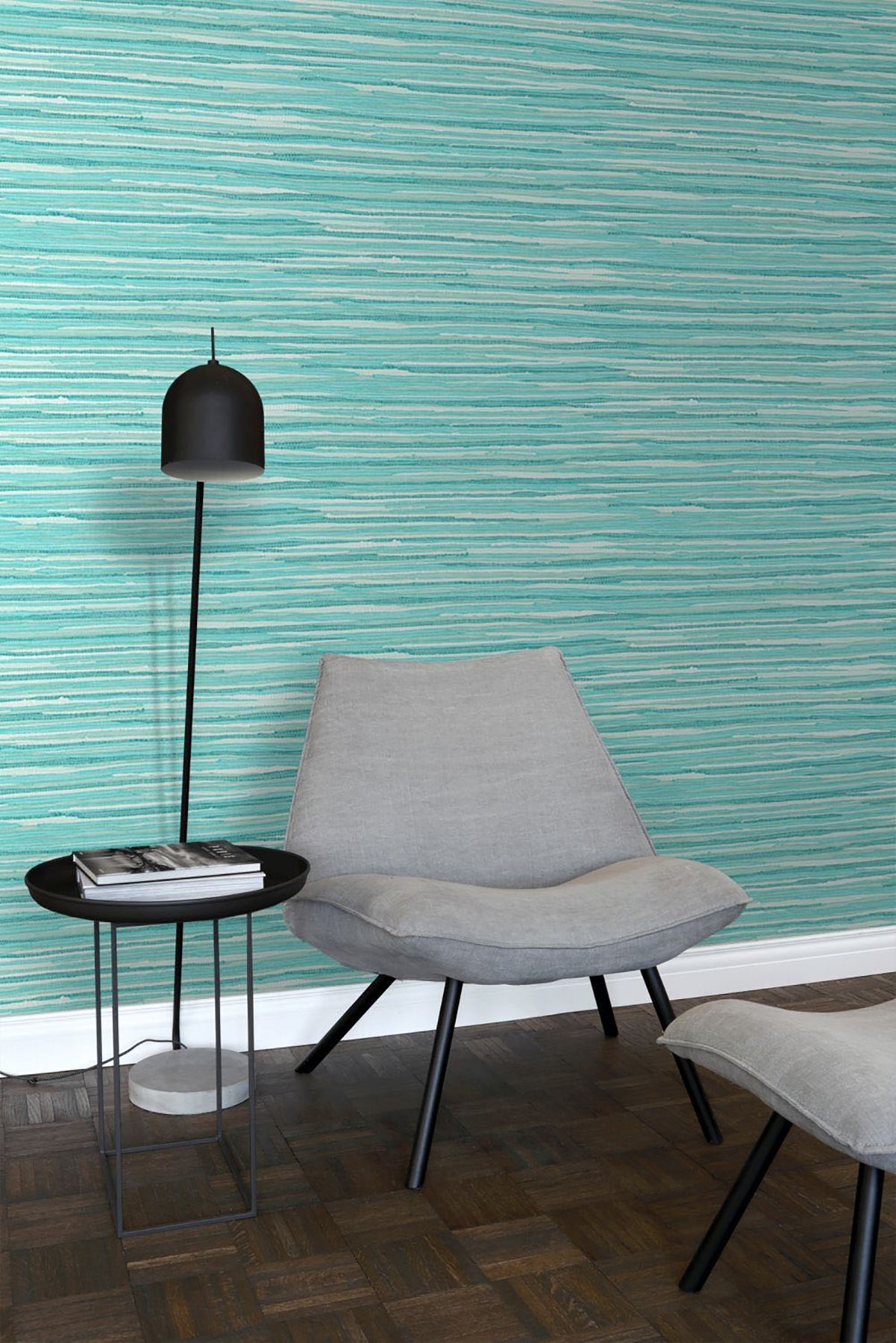 ESTA Home Cabana Turquoise Faux Grasscloth Wallpaper, 20.5-in by 33-ft