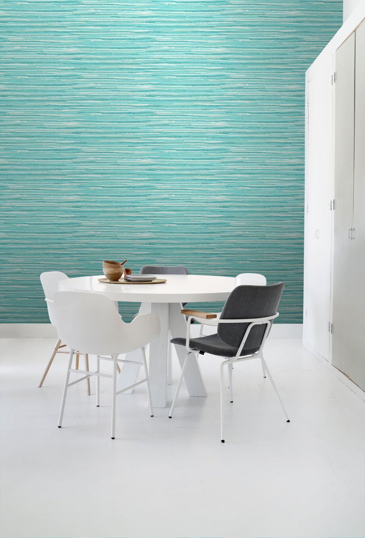 ESTA Home Cabana Turquoise Faux Grasscloth Wallpaper, 20.5-in by 33-ft