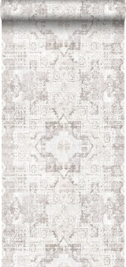 ESTA Home Desmond Beige Distressed Medallion Wallpaper, 20.5-in by 33-ft