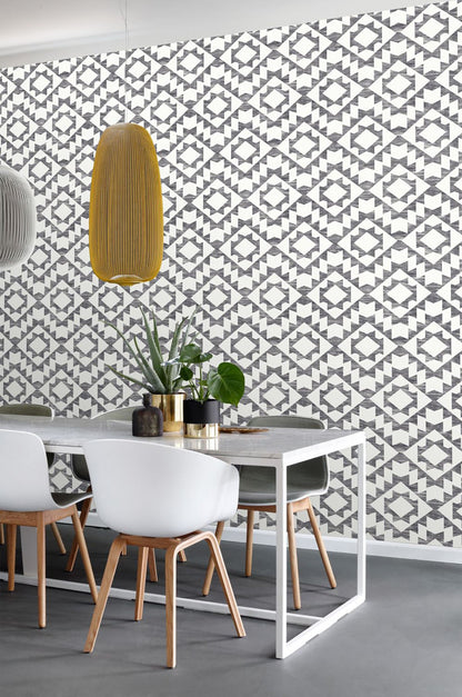 ESTA Home Fantine Black Geometric Wallpaper, 20.5-in by 33-ft