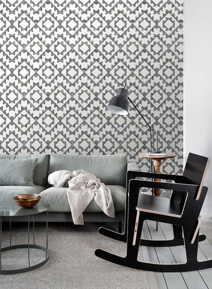 ESTA Home Fantine Black Geometric Wallpaper, 20.5-in by 33-ft