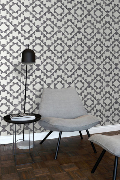 ESTA Home Fantine Black Geometric Wallpaper, 20.5-in by 33-ft