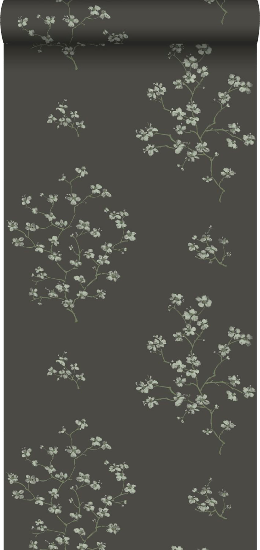 ESTA Home Morrible Black Floral Wallpaper, 20.5-in by 33-ft