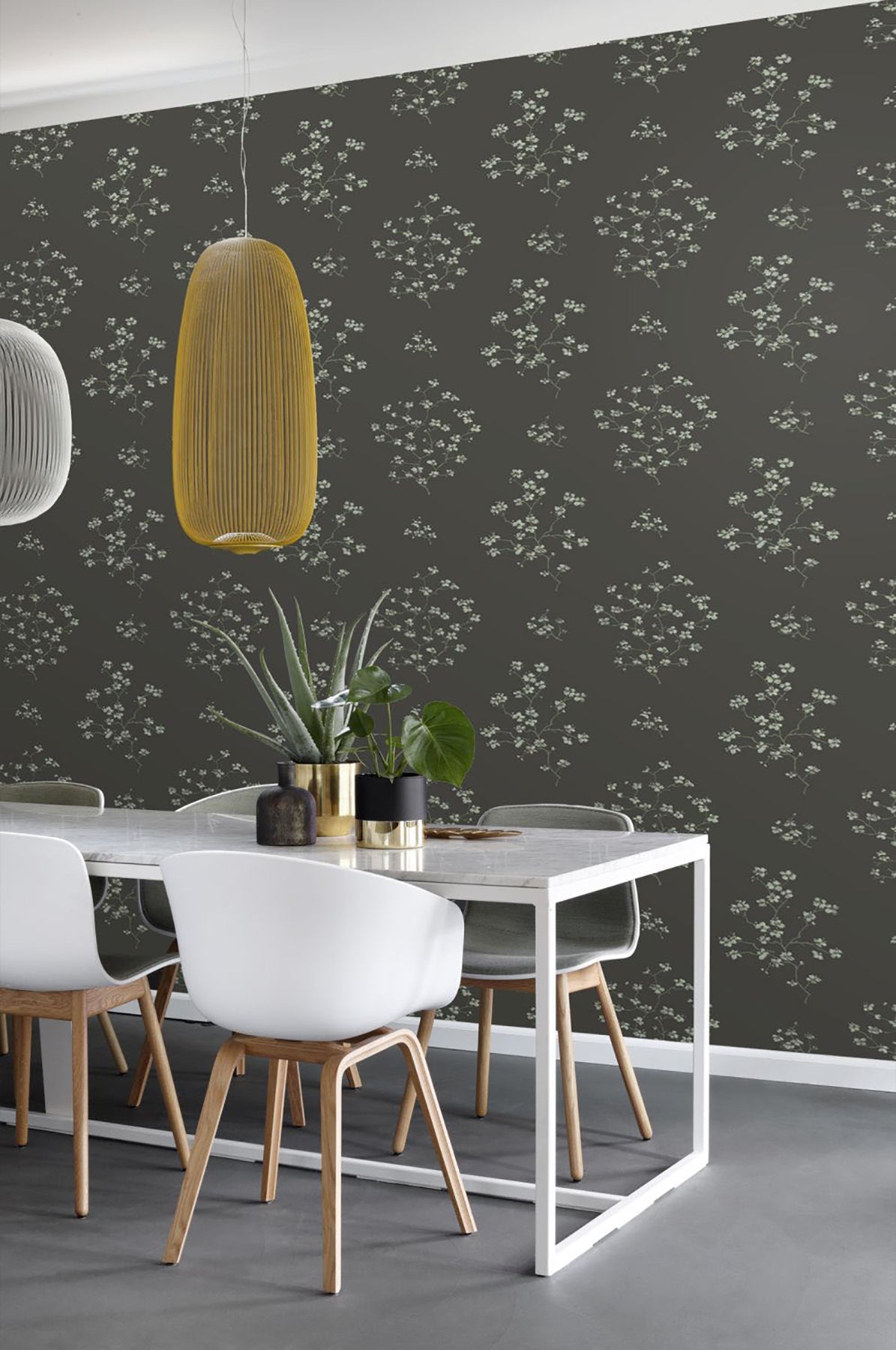 ESTA Home Morrible Black Floral Wallpaper, 20.5-in by 33-ft