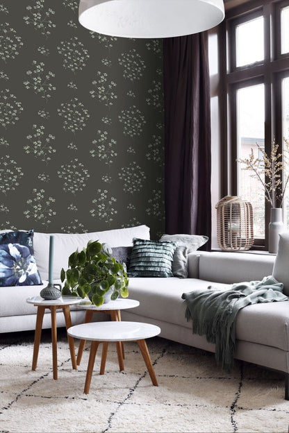 ESTA Home Morrible Black Floral Wallpaper, 20.5-in by 33-ft