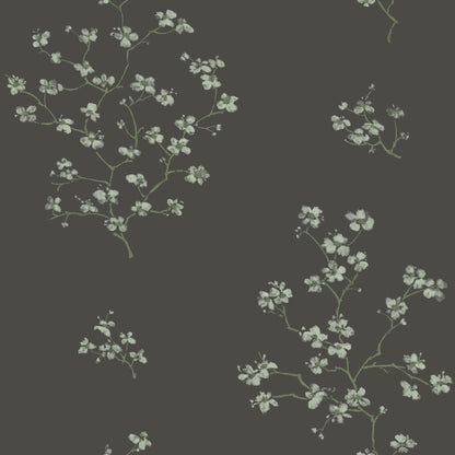 ESTA Home Morrible Black Floral Wallpaper, 20.5-in by 33-ft