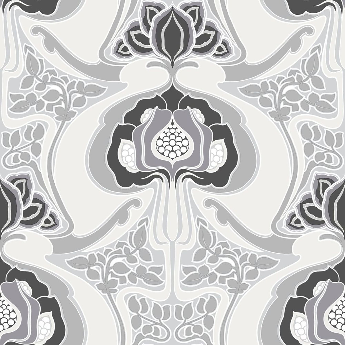 ESTA Home Joaquin Black Art Nouveau Floral Wallpaper, 20.9-in by 33-ft