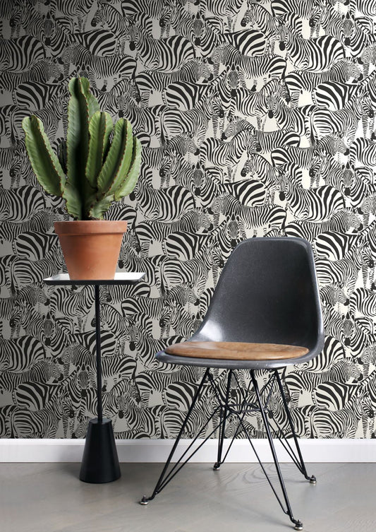 Origin Jemima Black Zebra Wallpaper, 20.5-in by 33-ft