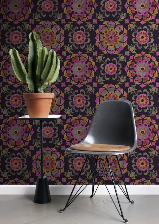 Origin Tracy Multicolor Medallion Wallpaper, 20.5-in by 33-ft