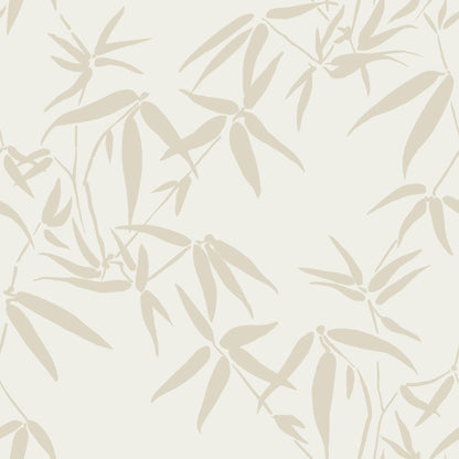 Origin Guadua Beige Bamboo Leaves Wallpaper, 20.9-in by 33-ft