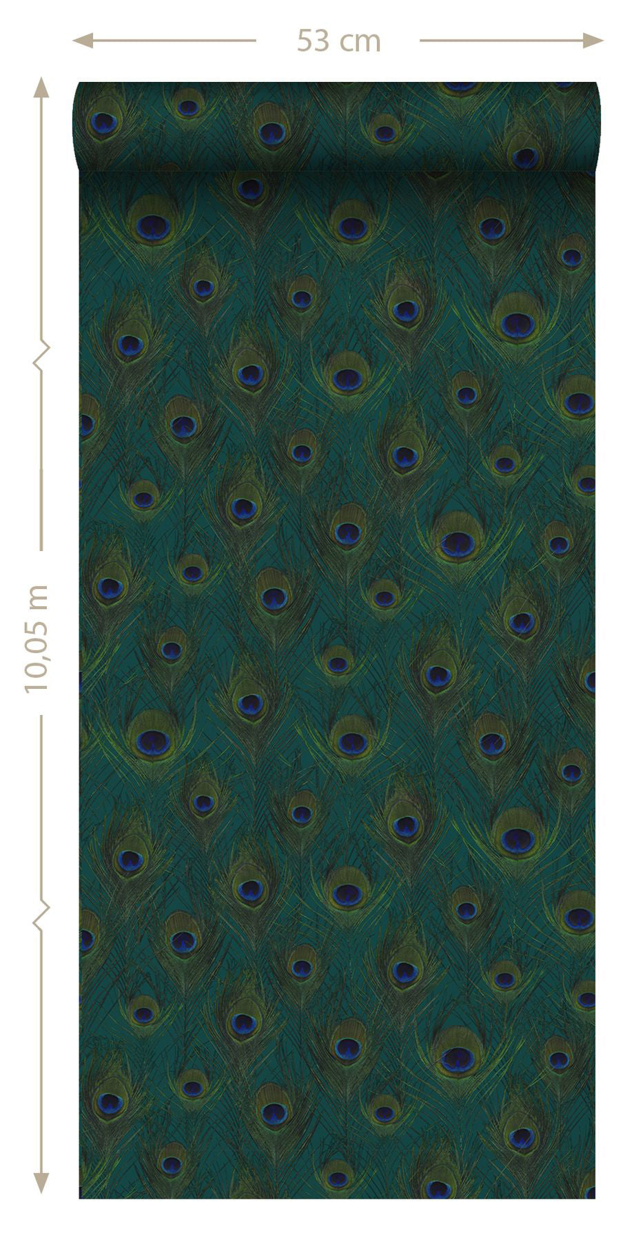 Origin Plumage Sapphire Peacock Feathers Wallpaper, 20.9-in by 33-ft